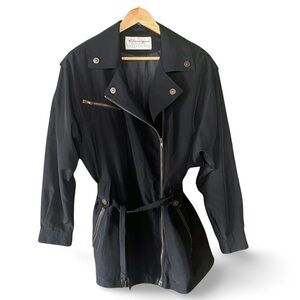 Vintage Black Nylon Short Trench Coat